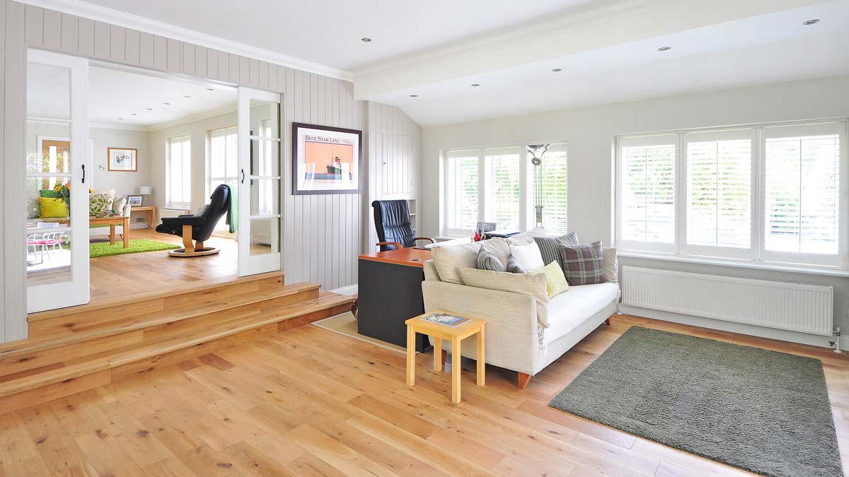 Living room with hardwood floor